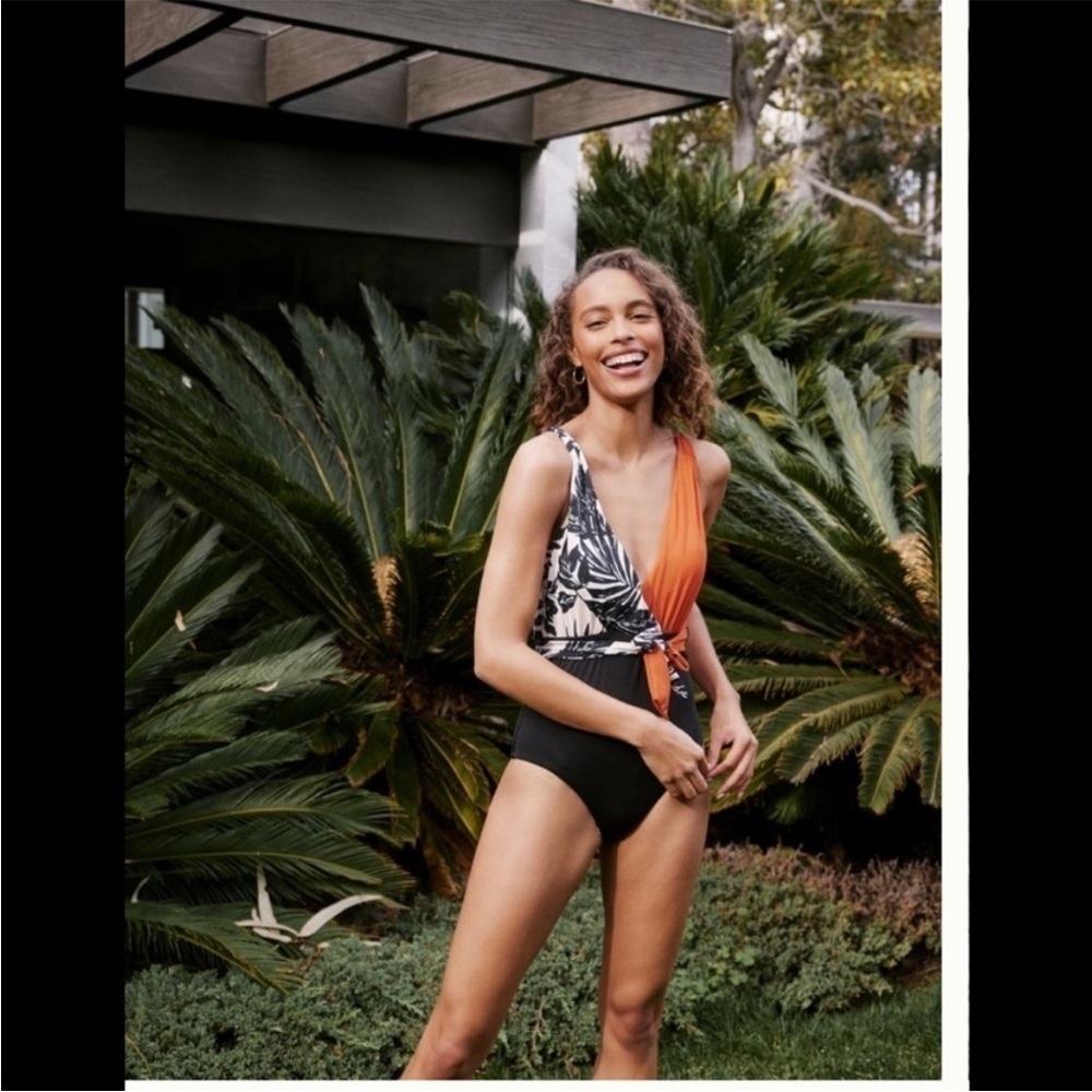 Sanctuary Moody Blooms Tie-Front One-Piece Swimsuit